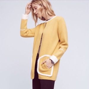 Anthropologie Yellow and White Cardigan